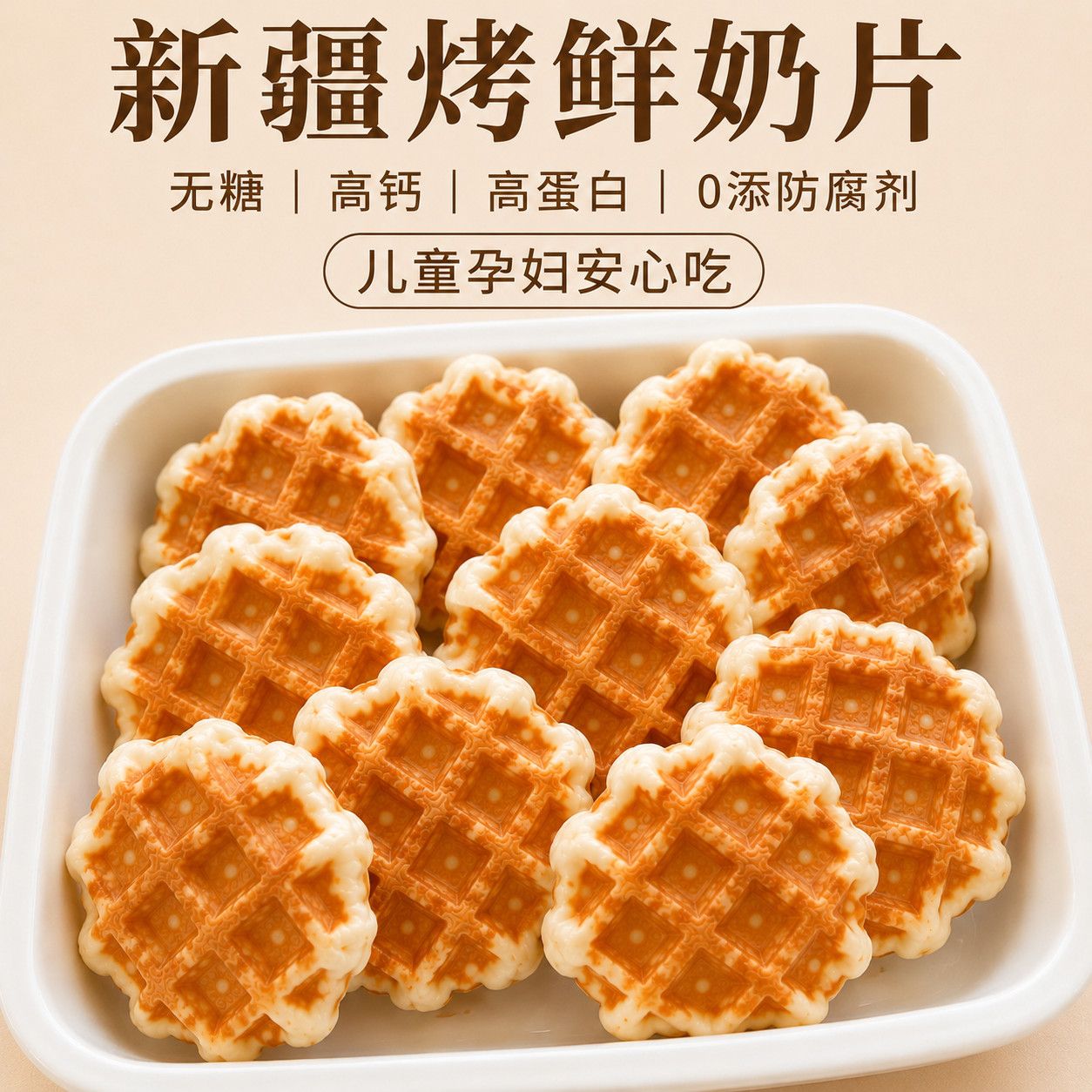 0防腐剂】新疆无糖烤鲜奶皮高钙高蛋白鲜烤奶片饼干休闲零食