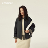 RESIMPLE简单点夹克女方领短款 宽松潮牌外套拉链百搭上衣0972女装