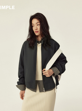 RESIMPLE简单点夹克女方领短款宽松潮牌外套拉链百搭上衣0972女装