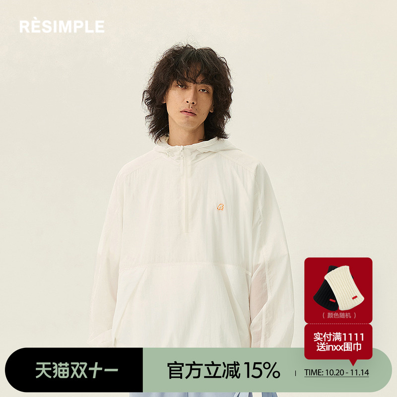 RESIMPLE简单点短外套男连帽轻薄上衣女休闲遮阳长袖春季新款0621