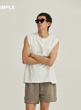 RESIMPL简单点运动背心夏季男女同款棉质简约休闲背心无袖潮0067