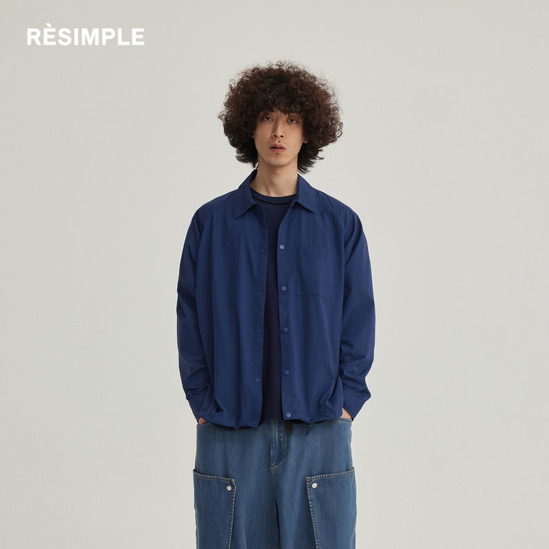 resimple简单点轻薄透气潮牌上衣高级纯色男女外套简约短外套0518