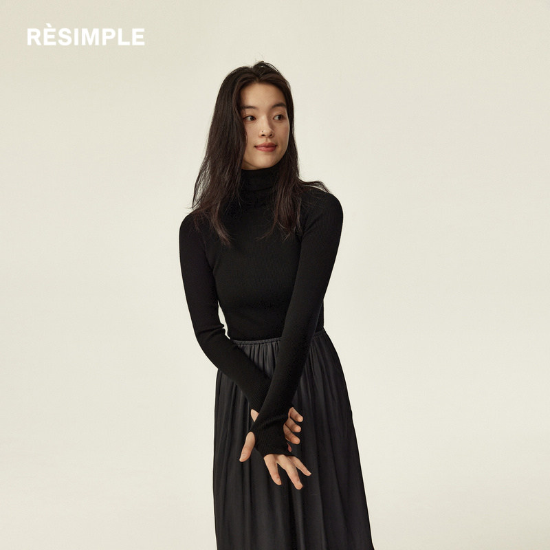 RESIMPLE简单点连衣裙女高龄紧身针织长裙基础款内搭裙子1200女装