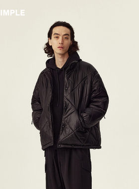 RESIMPLE简单点棉服男短款宽松立领亮面上衣外套可拆卸马甲1134