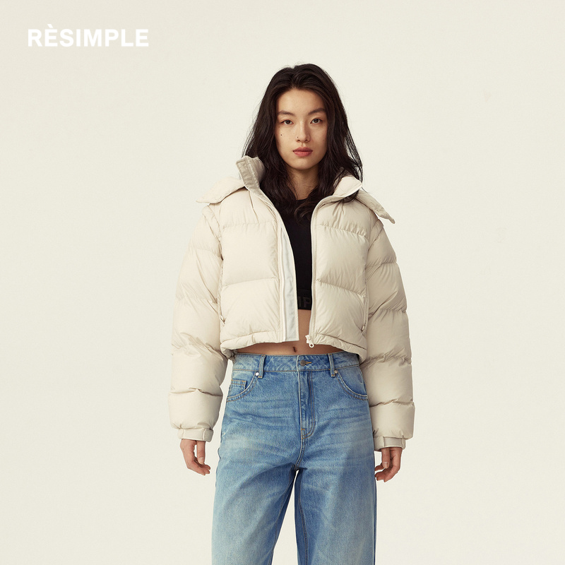 RESIMPLE简单点羽绒服女短款白鸭绒加厚辣妹风外套冬季1180女款