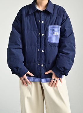 ZCBEAR美式复古学院风加厚翻领白鸭绒羽绒服男女冬季保暖防水外套