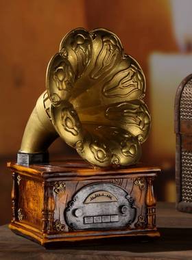 包邮欧式复古唱片机酒吧家居工艺品摆件咖啡厅装饰品留声机模型