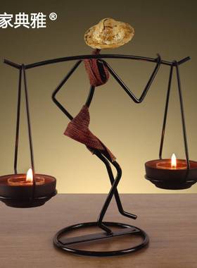 。汇典工艺 创意人物烛台浪漫蜡烛台傣族挑担少女餐桌摆件家居摆