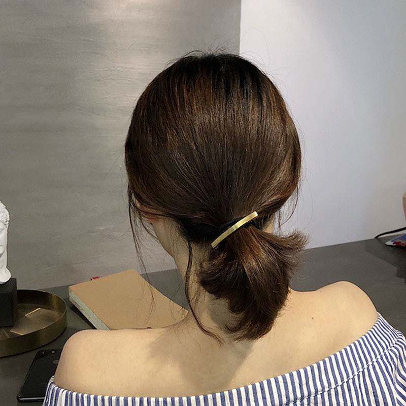 新品 韩式简约短发低马尾头饰气质皮套百搭头绳金属发圈皮筋女扎