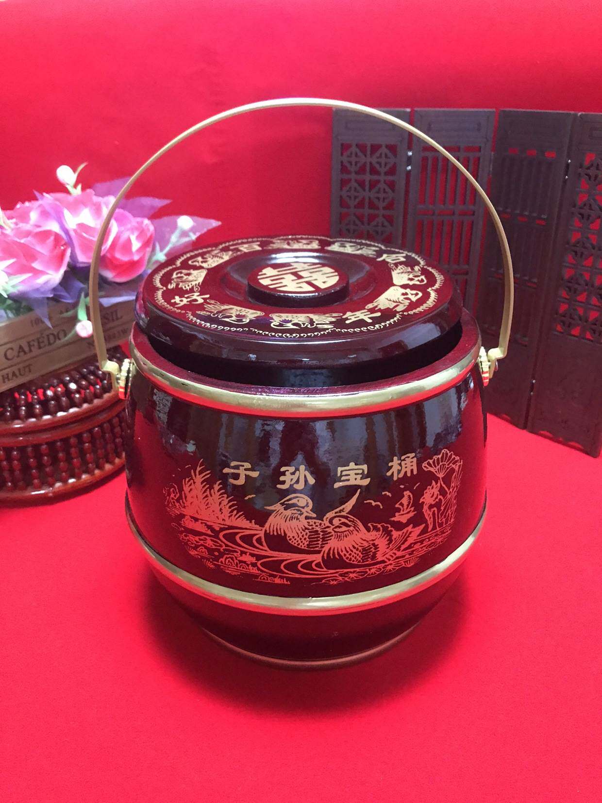 子孙桶结婚婚庆大号实木实木马桶用品摆件大手柄马桶送五宝