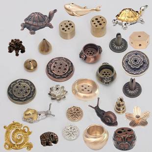 摆件铜葫芦香插九孔香座迷你创意日式水滴藏线香拖架仿古小香炉配