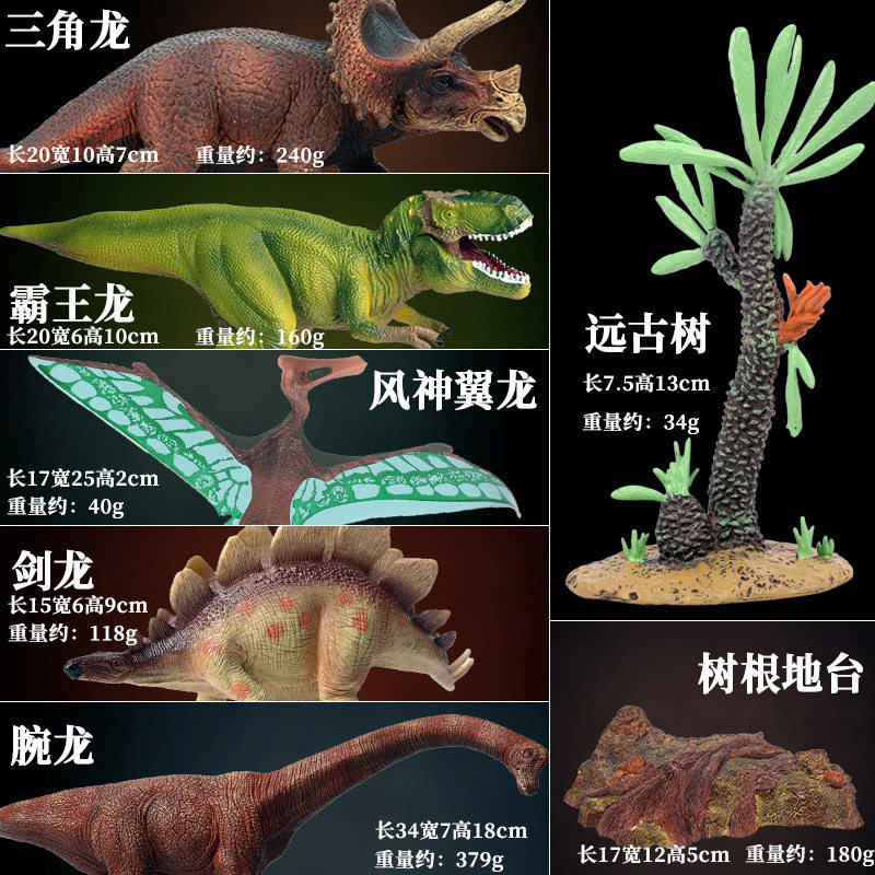 仿真侏罗纪静态实心恐龙模型玩具霸王龙三角龙牛龙镰刀龙翼龙沧龙