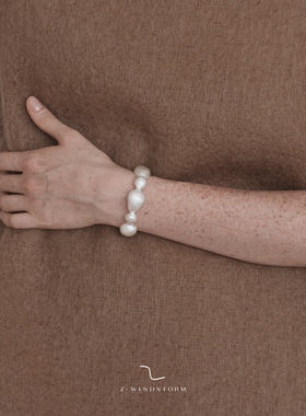 Z-WINDSTORM 有序排列水滴纯银手镯 原创小众设计腕饰 空间的温度