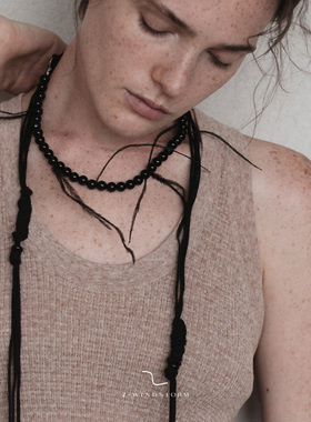 Z-WINDSTORM 羽珠链超长绑结项链 原创小众设计手工串珠送礼 塑