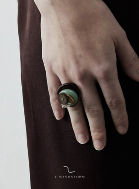 薛凯琪同款东陵玉贝壳手工戒指