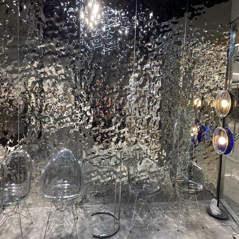 不锈钢水波纹板弧形波浪板展厅波纹铝板镜面板蜂窝板镜面商用