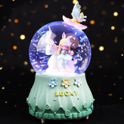 会下雪水晶球女孩雪球音乐盒旋转马车八音盒梦幻公主南瓜车音乐球