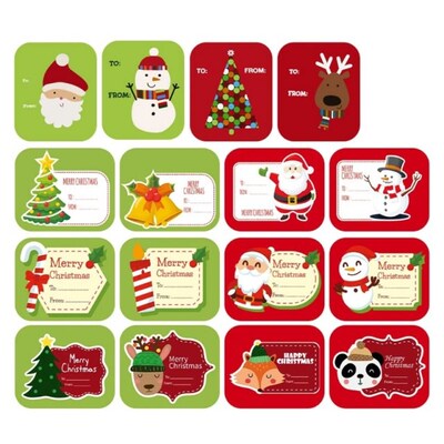 2022 New 100pcs Merry Christmas Stickers Writable Name Tags