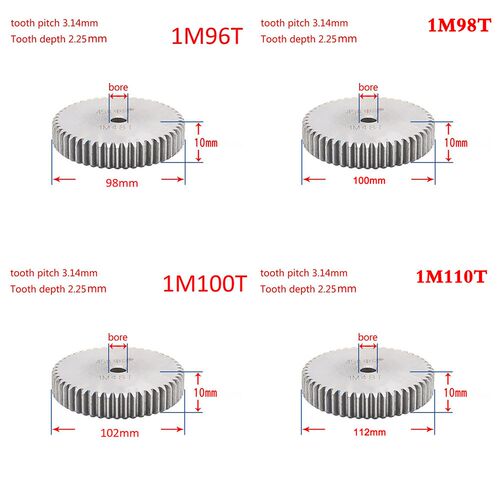 1Pcs 1Modulus 96-150 Teeth Spur Gear Metal Gear 45# Steel Th