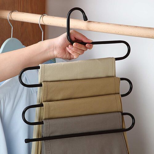 1PCS S Shaped Pants Clothes Hanger Iron Wardrobe Closet Trou