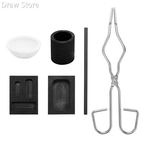 6 Pcs Torch Melting Silver Graphite Crucible Kit Square Grap