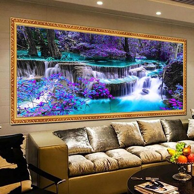 5D DIY Diamond Painting Waterfall Scenic Full Round Rhinesto