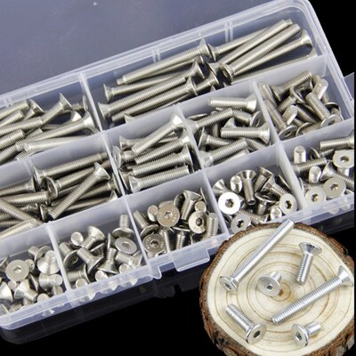 260Pcs/set M3 M4 M5 304 Stainless Steel Flat and Hexagon Soc