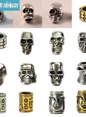 Hot 2 Pcs Metal Paracord Beads Charms Skull for Paracord Bra
