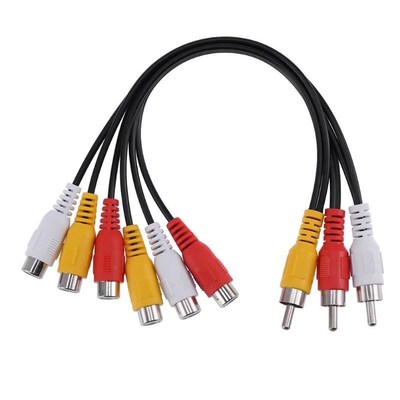 ALLOYSEED 25cm 3 RCA Male to 6 RCA Female Plug Audio Video A