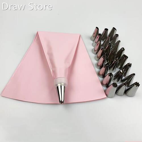 26 PCS Silicone Pastry Bag Tips Kitchen DIY Icing Piping Cr