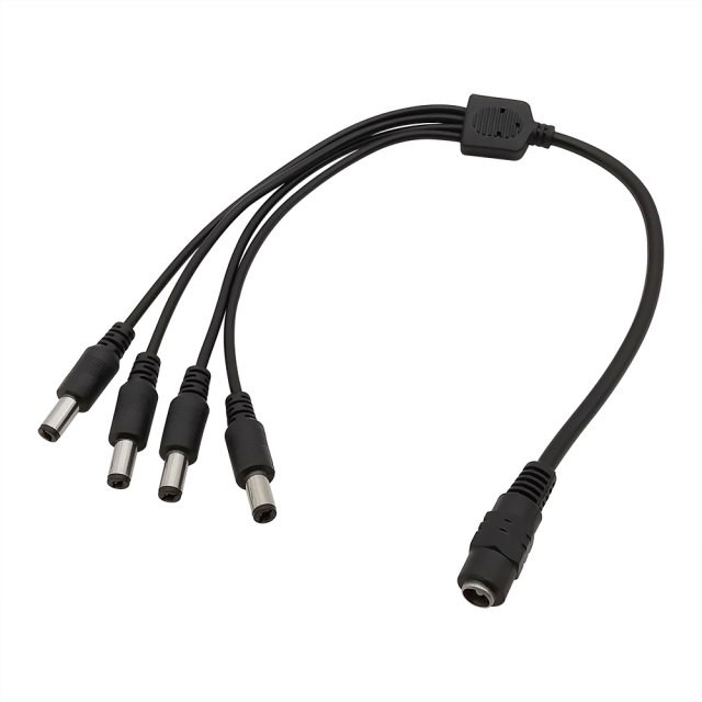 5.5x2.1mm 1 Female to 4 Male Plug DC Power Splitter Cable Ex