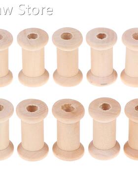 10Pcs Wooden Bobbins Spools Reels Vintage Style Organizer 适