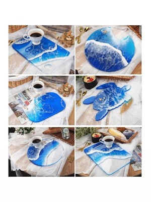 2022 New Beach Turtle Whale Tray Resin Mold Round Rectangle