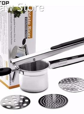 Stainless Steel Potato Ricer with 3 Interchangeable Fineness