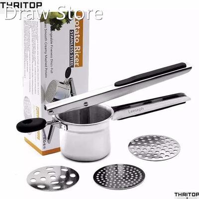 Stainless Steel Potato Ricer with 3 Interchangeable Fineness