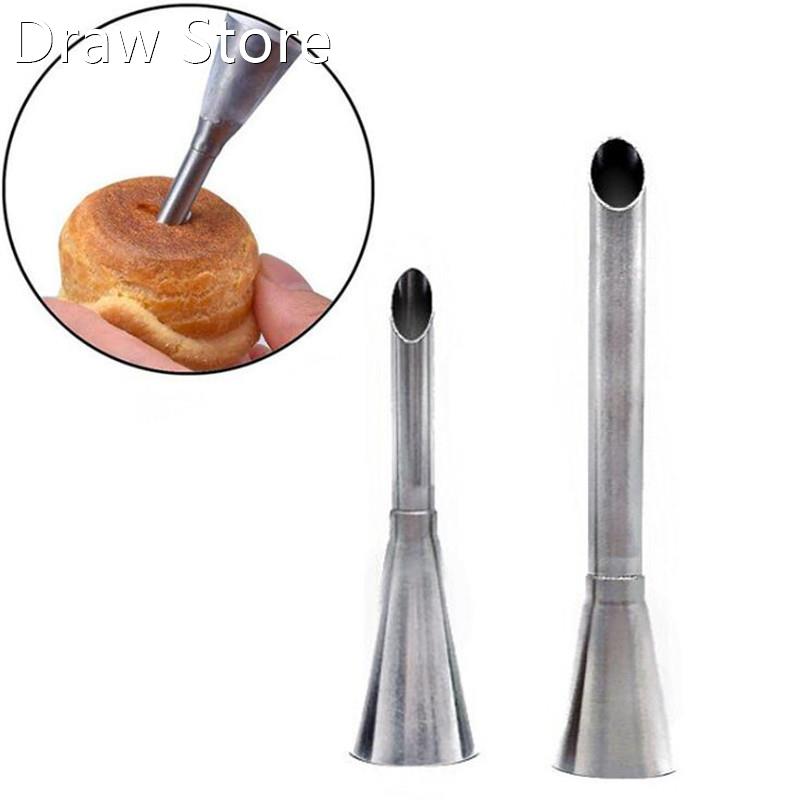 2pcs Stainless Steel Cream Icing Long Piping Puff Nozzle Tip