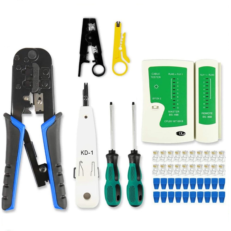 RJ45 Crimp Tool Kit Cat5 Cat5E Crimping Tool,RJ-11,6P/RJ-12,