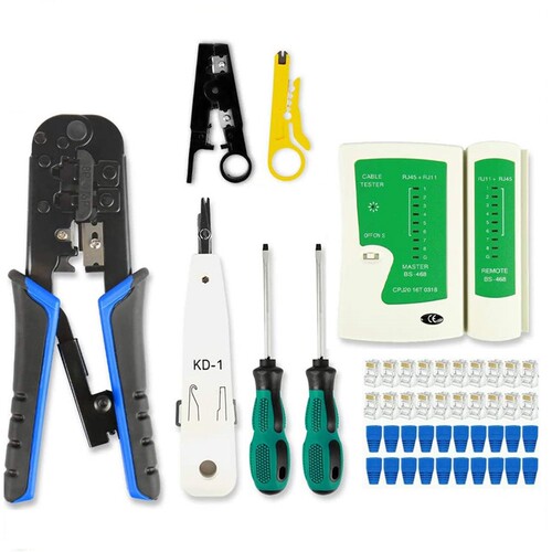 RJ45 Crimp Tool Kit Cat5 Cat5E Crimping Tool,RJ-11,6P/RJ-12,