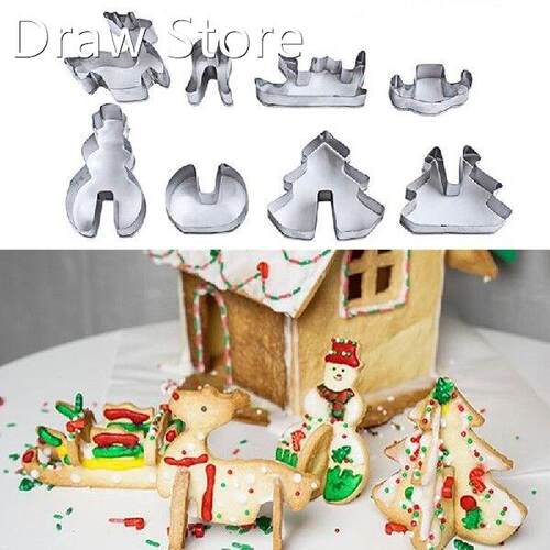 8PCs/ Set 3D Christmas Cake Cookie Cutter Mold Fondant