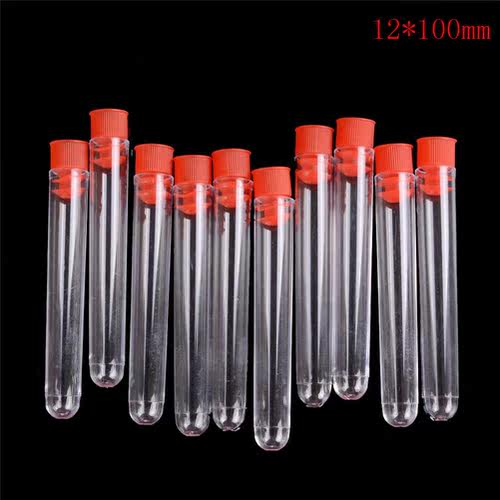 10pcs/lot 12*100mm Transparent Plastic Laboratory Test Tubes