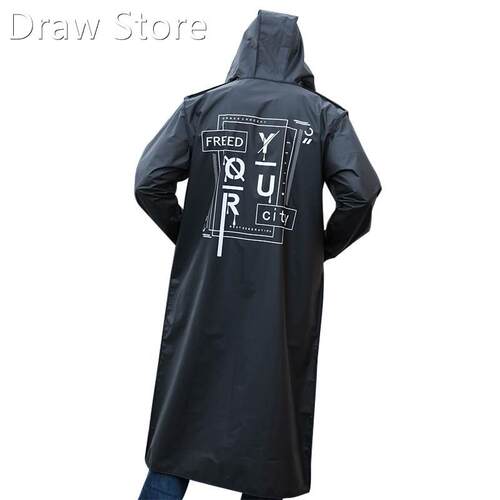 Fashion Long Adult Raincoat Men Women EVA Black Impermeable