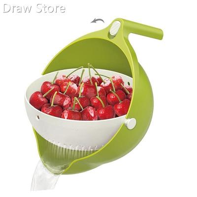 Double Drain Basket Bowl Washing Kitchen Strainer Vegetables