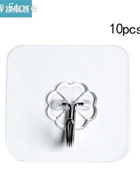 10pcs Wall-mounted Nail-free Seamless Hook Transparent Stron