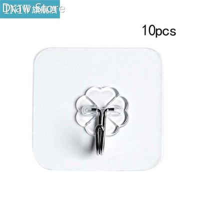 10pcs Wall-mounted Nail-free Seamless Hook Transparent Stron