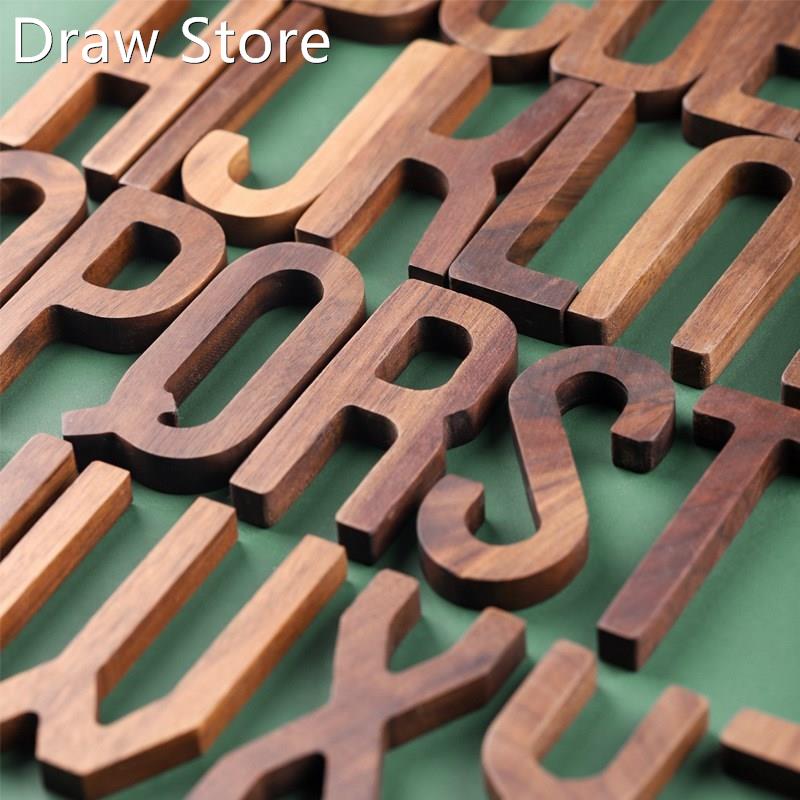 Alphabet Black Walnut Wooden Letters Baby Room Decor DIY Na