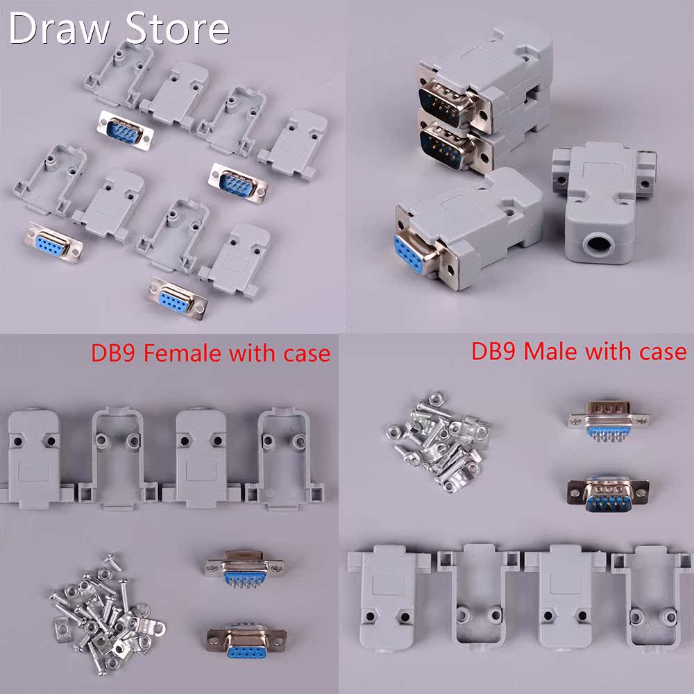 2sets 9 Pin Copper RS232 COM Adapter With Plastic Case RS232