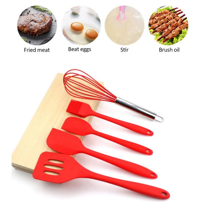 Cookice 5 Pieces Silicone Cooking Tool Set Eggbeater Spatula