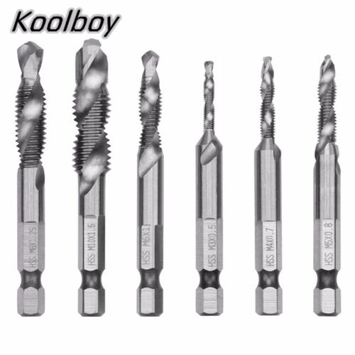 6pcs/set Hand Screw Thread Metric Taps Drill Bits M3 M4 M5 M