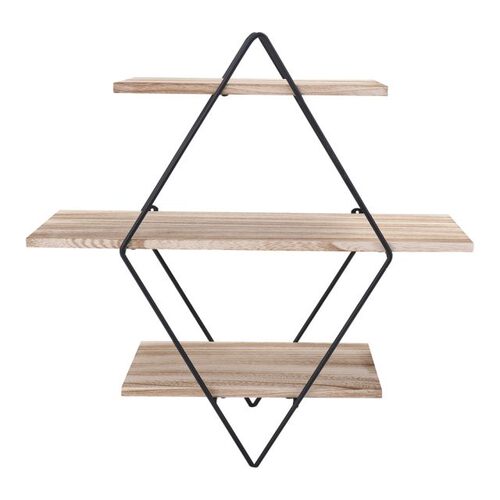 Vintage Iron Metal Wood Wall Storage Shelf Rack Industrial S