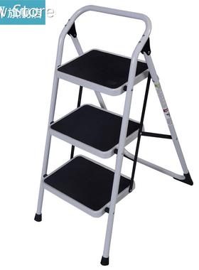 Home Use 3-Step Short Handrail Iron Ladder Black White Short